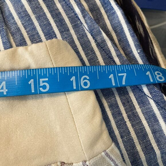 Coldwater Creek Pants Womens Sz 12P Beige Stripe 100% Linen Pull On Straight Leg - Picture 7 of 9